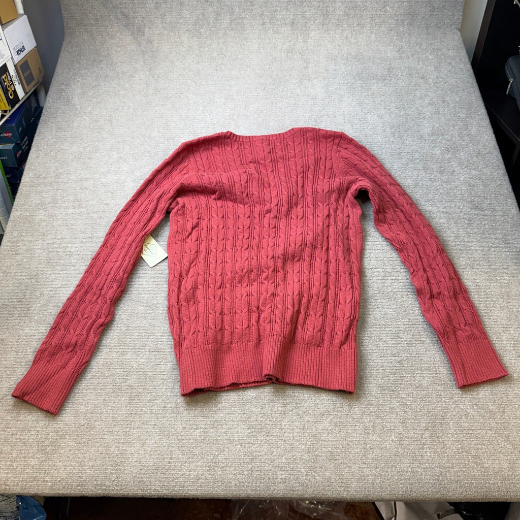 MSRP $42 St. John's Bay Womens XL Tall Red Rover Cable Knit Pullover Sweater V