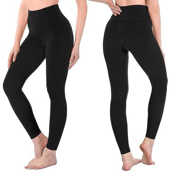 SINOPHANT Women's L-XL Black High Waisted Leggings Full Length Capri Buttery