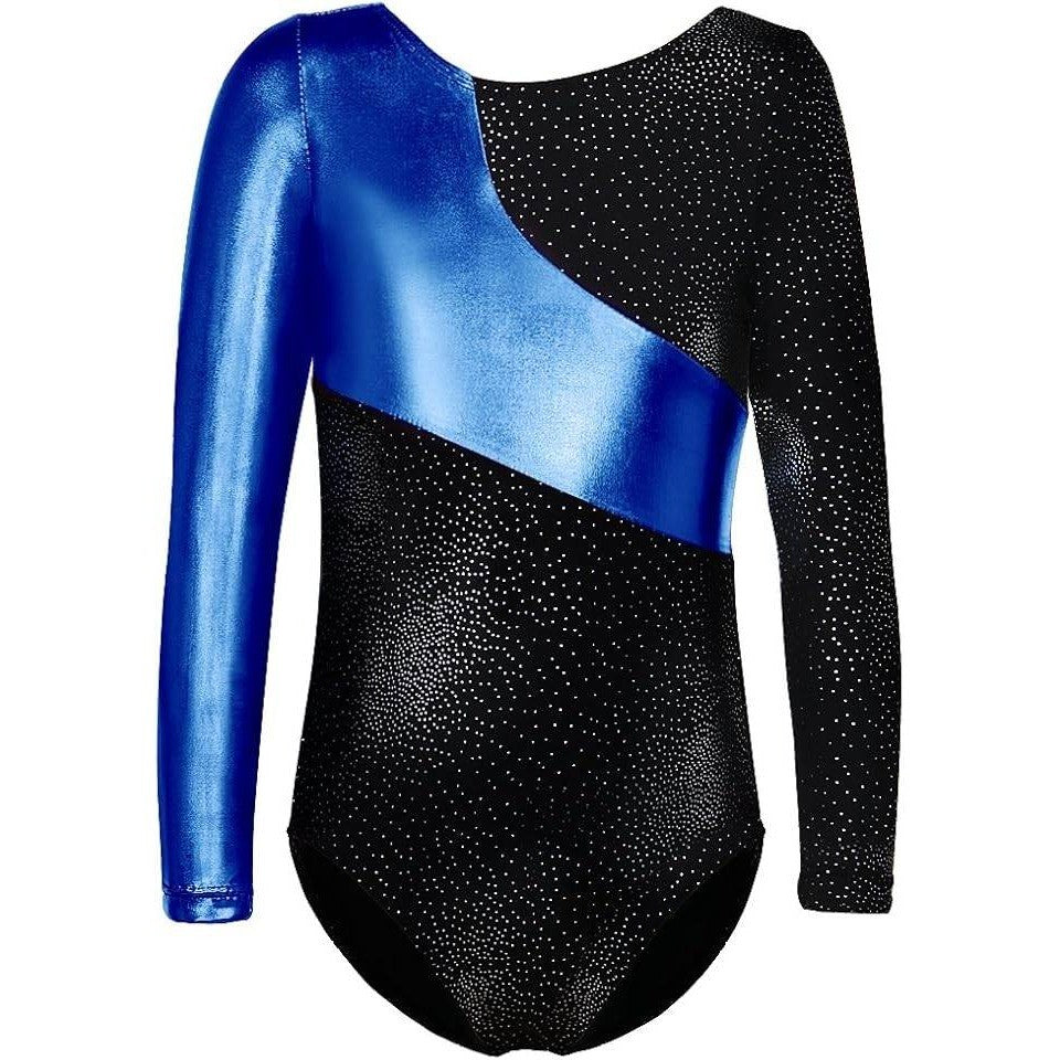 MSRP $18 DAXIANG Blue/Black 140 (7-8Y) Long Sleeve Gymnastics Leotards for Gir