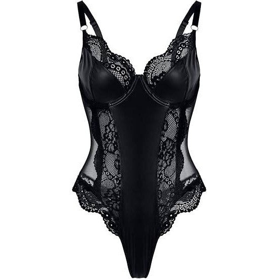 MSRP $34 Lilosy Women's 3XL Black One Piece Sexy Leather Underwire Push Up