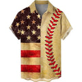 Men's M American Flag Baseball Button Up Shirt Short Sleeve USA Patriotic Casual