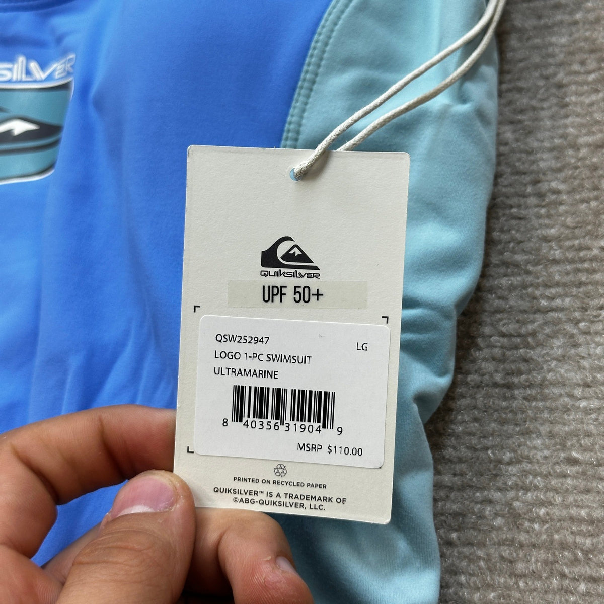 MSRP $110 Quiksilver Women's L Ultramarine Stoked Logo One Piece Swimsuit