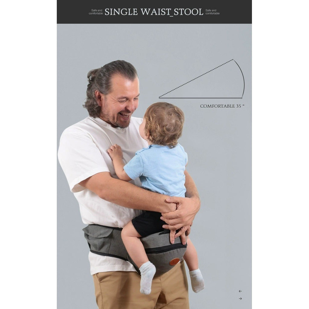 Ergonomic Dark Gray Baby Carrier for Newborn to Toddler with Waist Stool Diaper