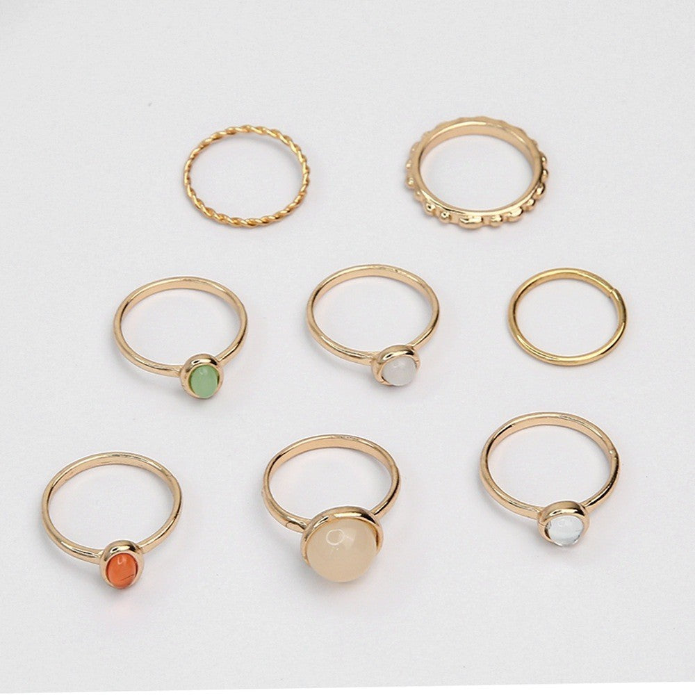 8 pcs Colourful Rings, Crystal Rings, Dainty Ring, Gemstone Rings For Women
