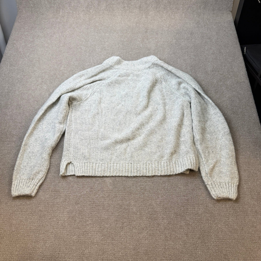 MSRP $42 a.n.a Womens L Tall Gray Split Crew Neck Long Sleeve Pullover Sweater