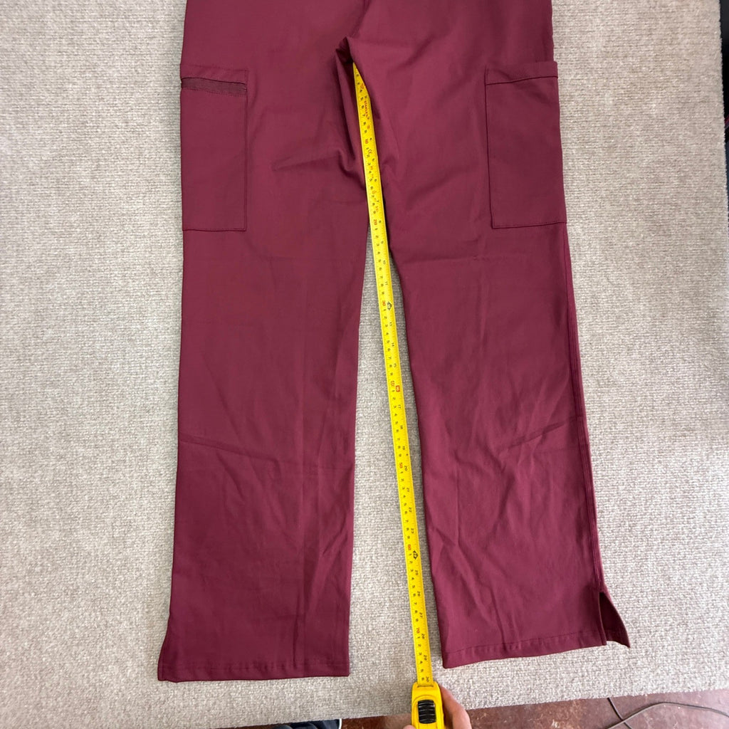 MSRP $52 Kecols Women's S Wine Yoga Scrub Pants High-Rise Straight Leg Uniform