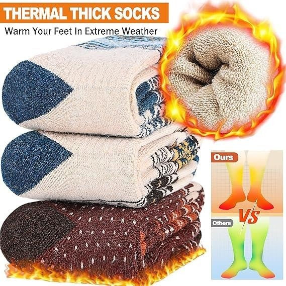 Set of 3 Welwoos L Merino Wool Ski Socks Knee High Thermal Winter Warm Thick