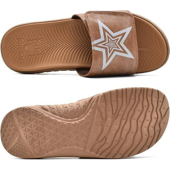 New KuaiLu Mens Slide Sandals Khaki US 10 Orthotic Arch Support Athletic Sport