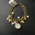 MSRP $85 Armitron 75/5578GP Womens Gold Tone Charm Crystal Bracelet Watch New B