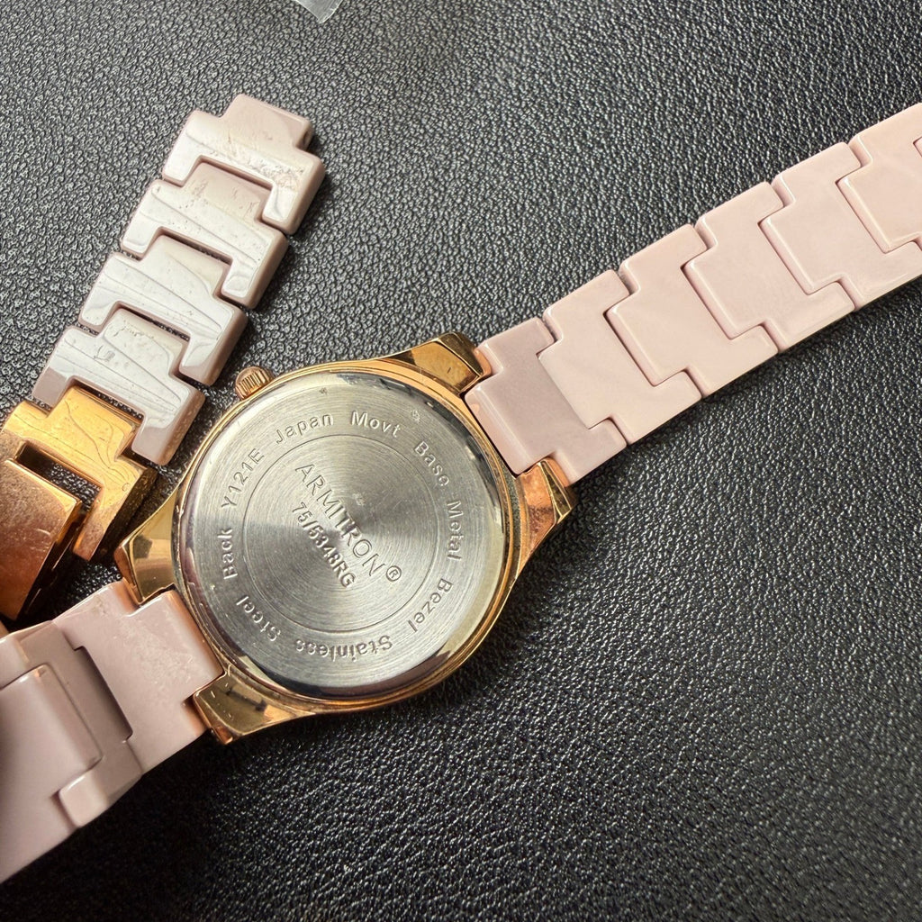 MSRP $95 Armitron 75/5348RG Women's Rose Gold/Pink Watch BROKEN BAND New Batte