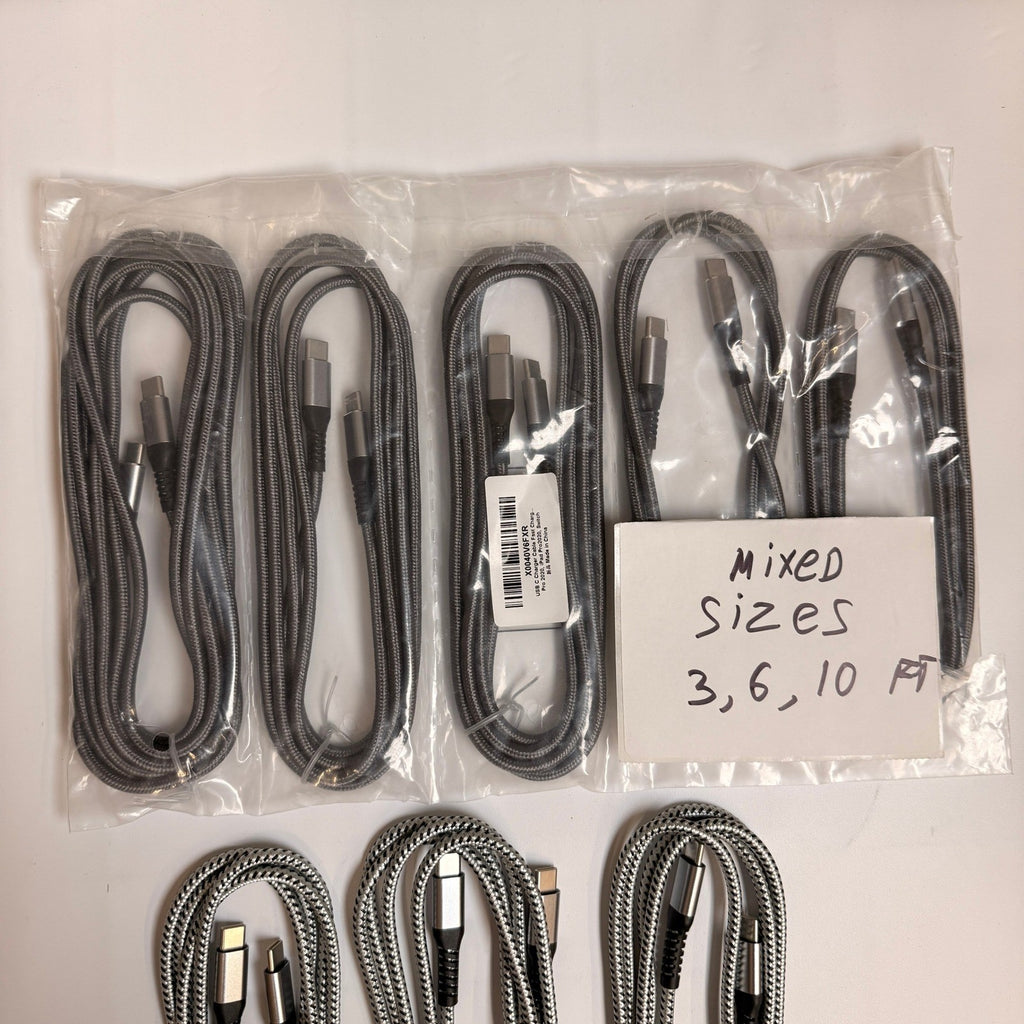Lot of 8 USB C to USB C Fast Charging Braided Cables 60W 3ft 6ft 10ft Type C Co