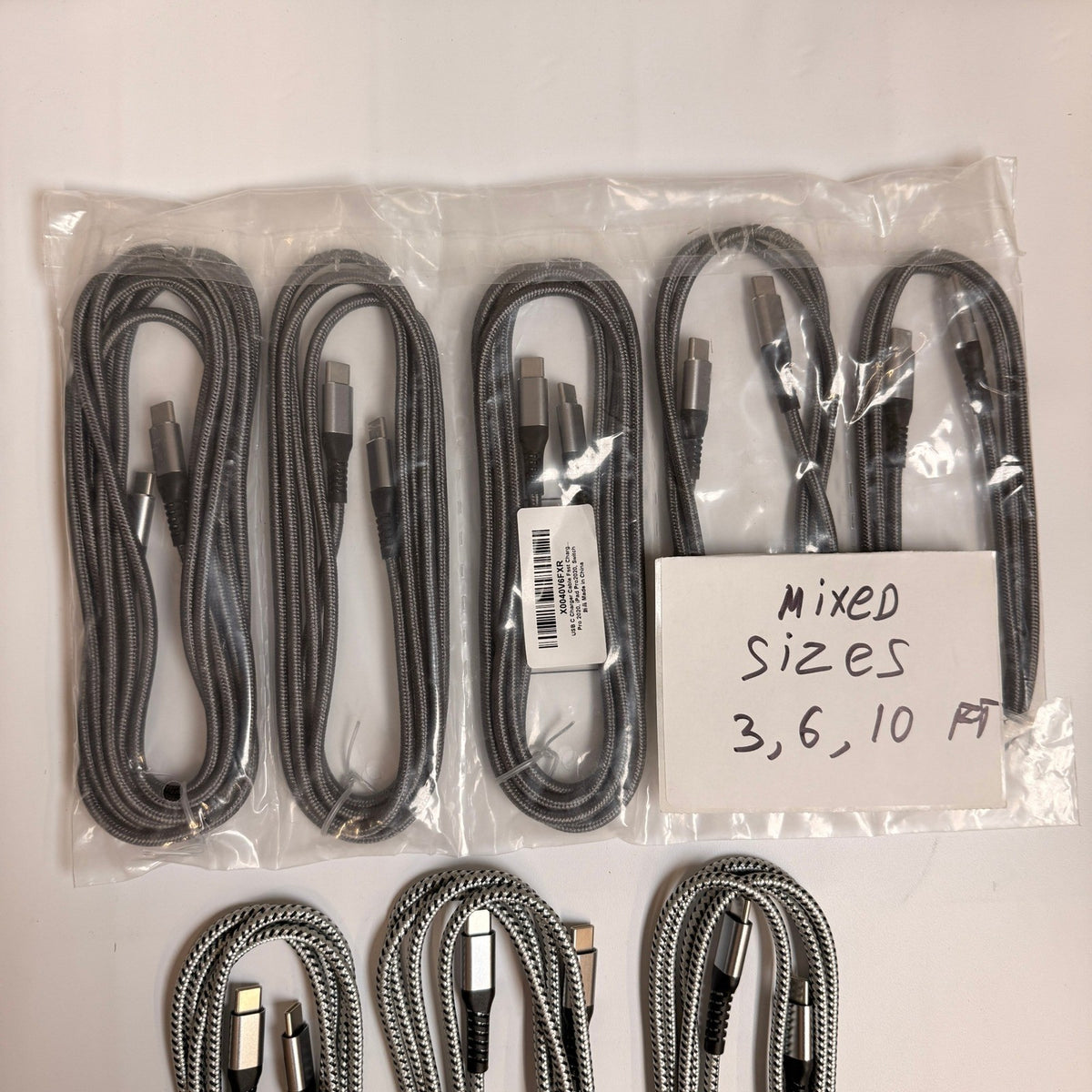 Lot of 8 USB C to USB C Fast Charging Braided Cables 60W 3ft 6ft 10ft Type C Co