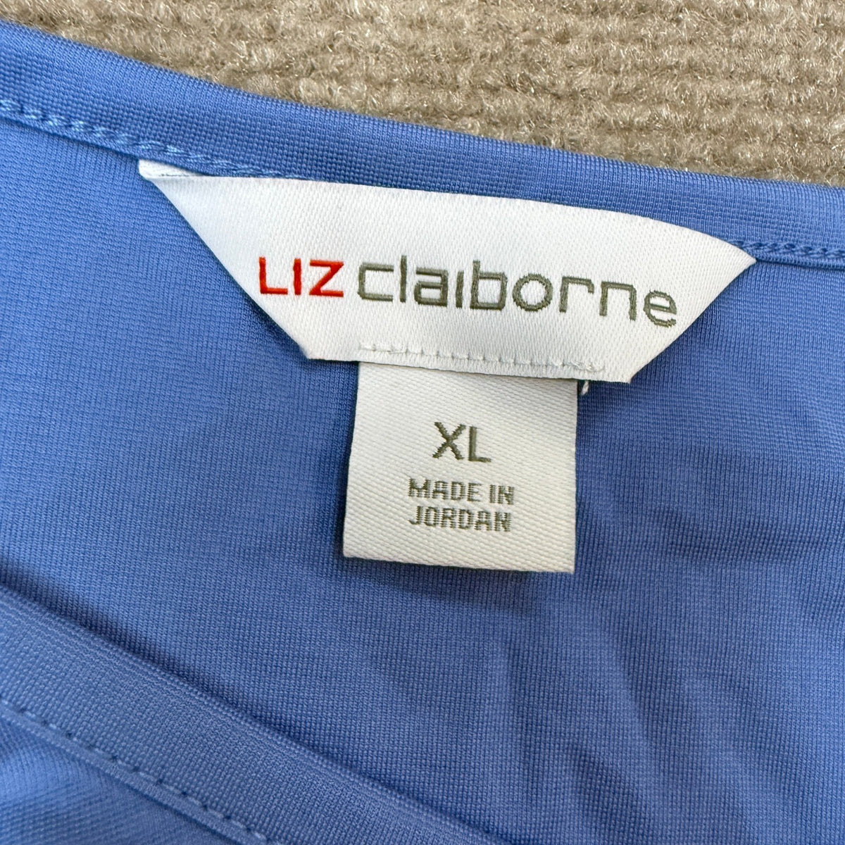Liz Claiborne XL Blue V Neck Short Sleeve Blouse