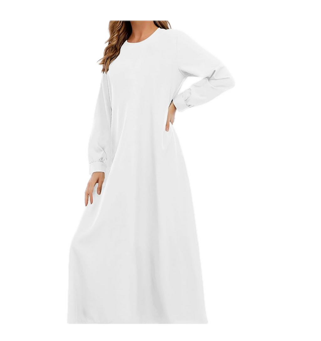 Abetteric Women Solid Color Zipper Abaya Muslim Dress w/ Pockets Islamic Prayer