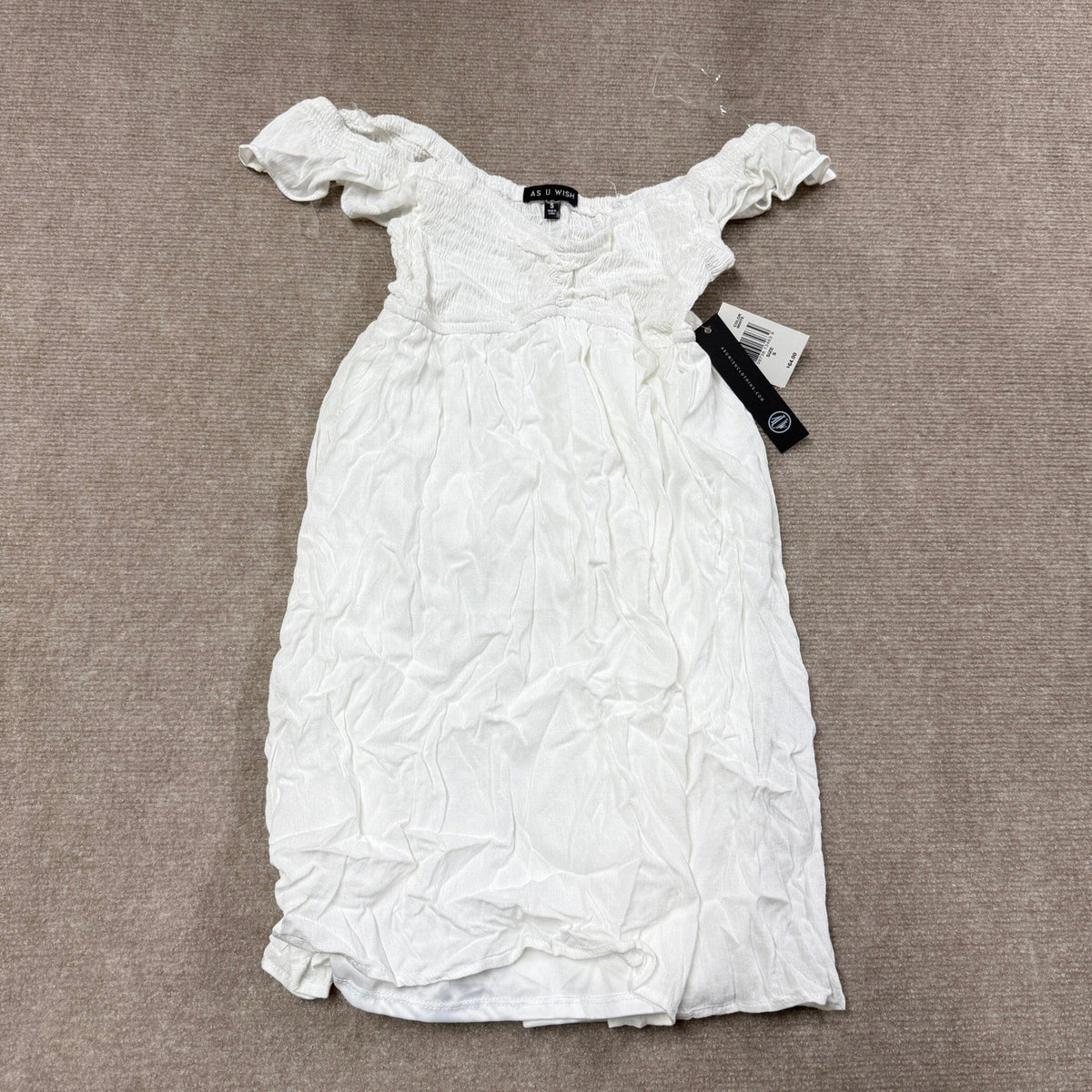 MSRP $64 As U Wish Womens Juniors S White Babydoll Dress Sweetheart Neck Short