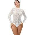 MSRP $33 RARITYUS Women's S See Through Floral Lace Long Sleeve Bodysuit Sexy
