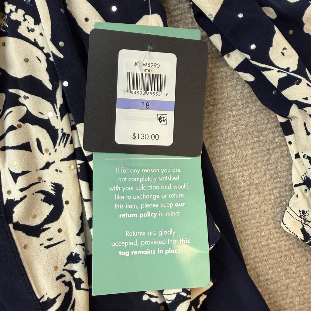 MSRP $130 Jessica Howard Womens 18 Navy Multi Midi Floral Jacket Dress
