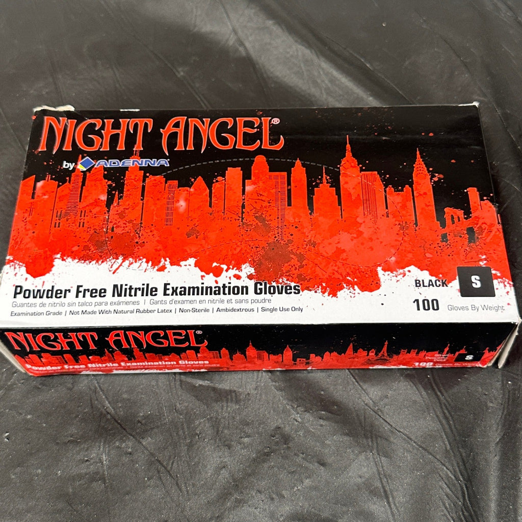 Pack of 100 Adenna Night Angel NGL222 Nitrile Exam Gloves Black Small 4 mil Po