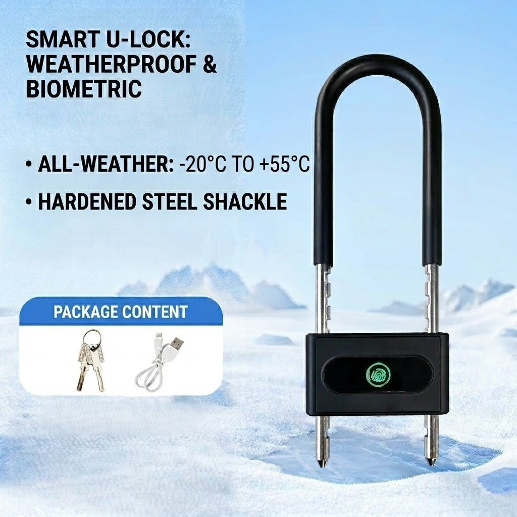 U-Shaped Fingerprint Lock Stand-Alone Smart Biometric Bicycle Motorcycle Anti
