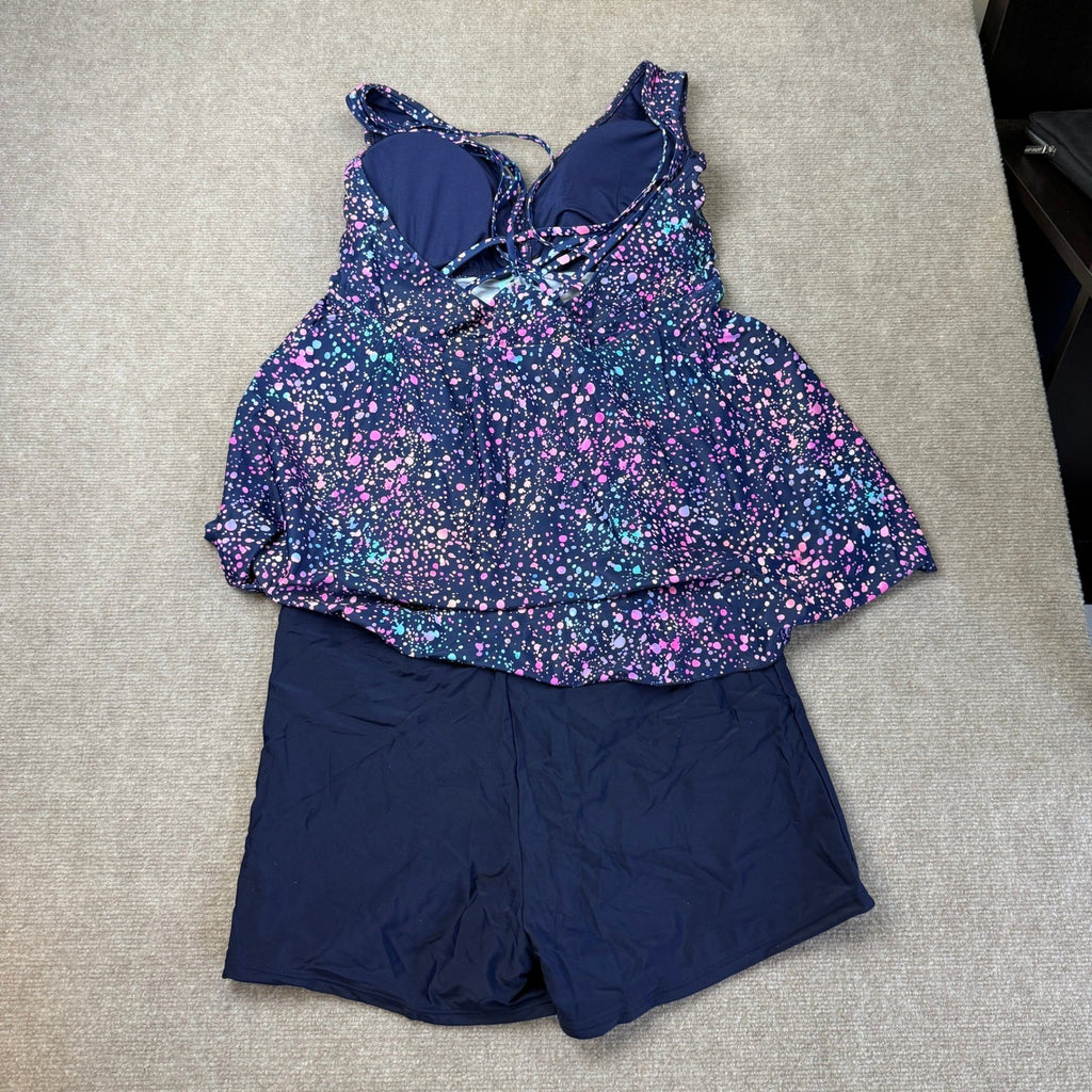 MSRP $47 Aqua Eve Womens 18W Star Whole Sky Tankini w/ Shorts Two Piece Swims