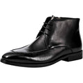 Santimon Men's US 6 Black Leather Casual Lace Up Side Zip Ankle Dress Boots