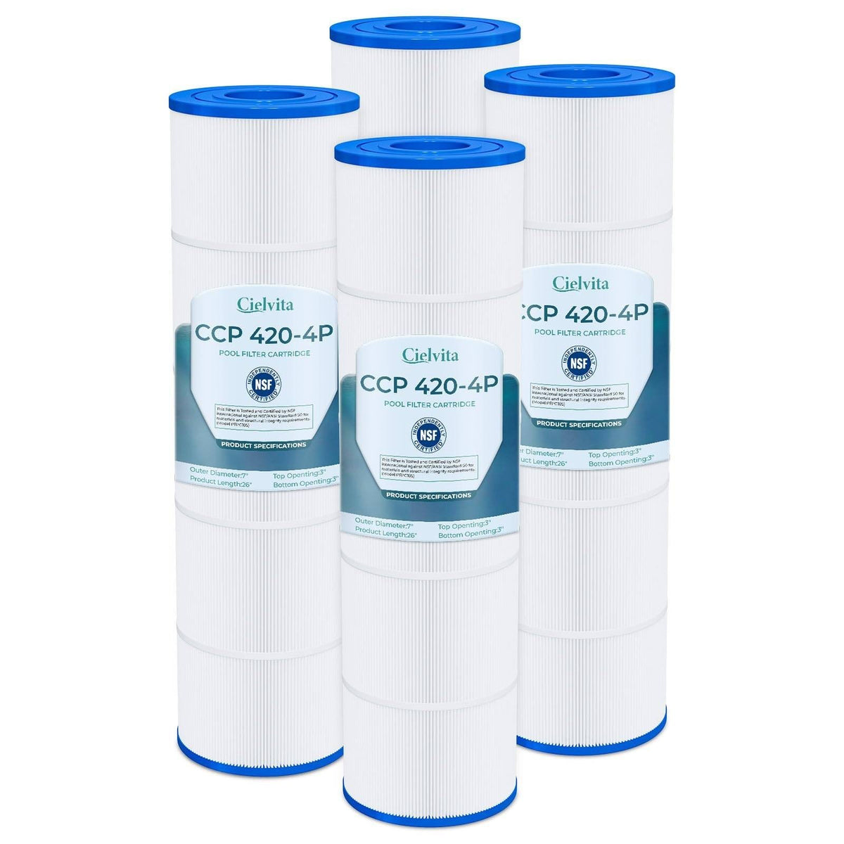 Pack of 4 Cielvita CCP420 4oz Pool Filter Cartridge for Pentair Clean & Clear