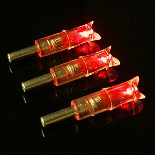 Pack of 6 LED Lighted Nocks for Crossbow Bolts 0.300"/ 7.62mm On/Off Switch