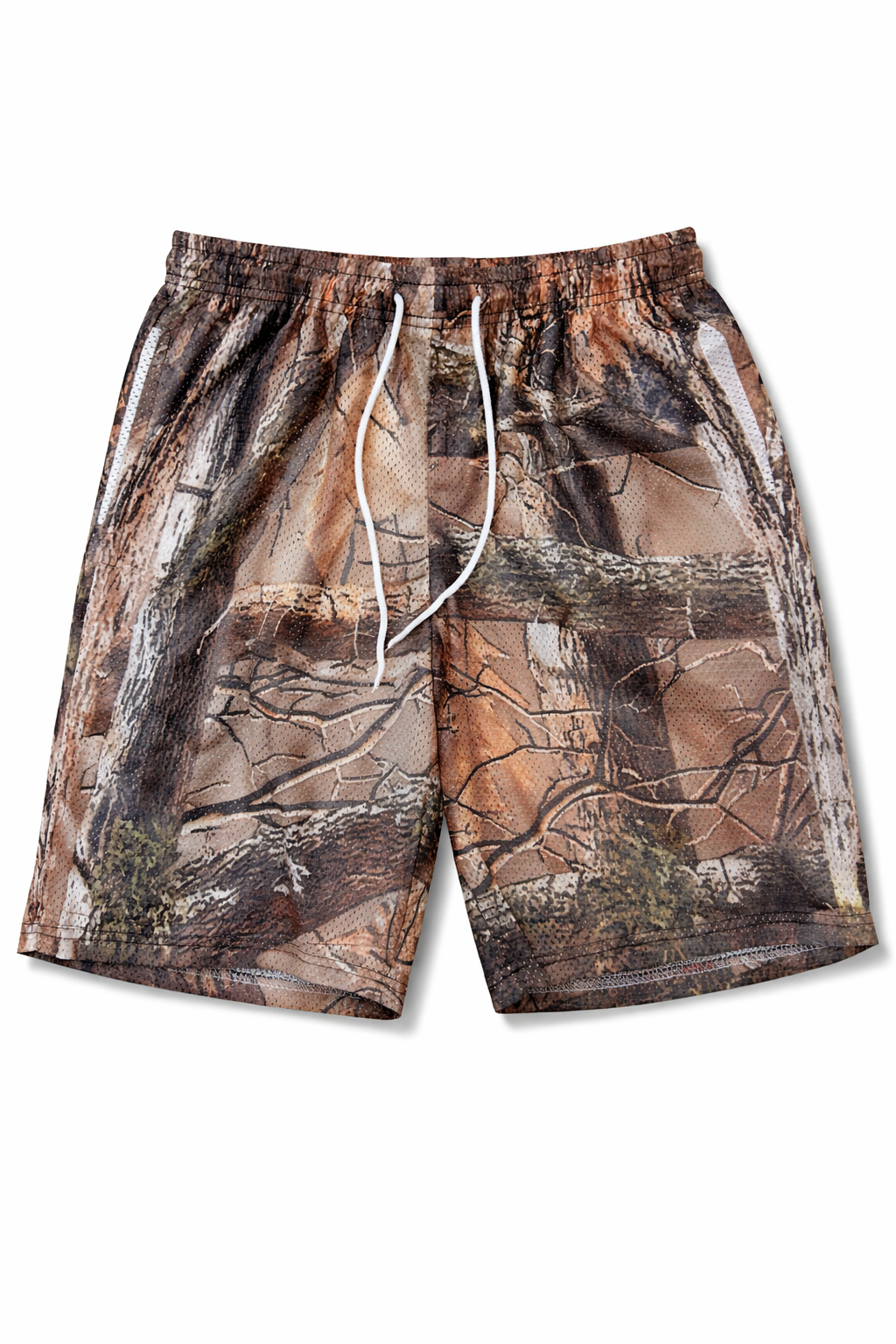 Men's Sz M-L Camo Mesh Graphic Print Athletic Shorts with Pockets Elastic Waist