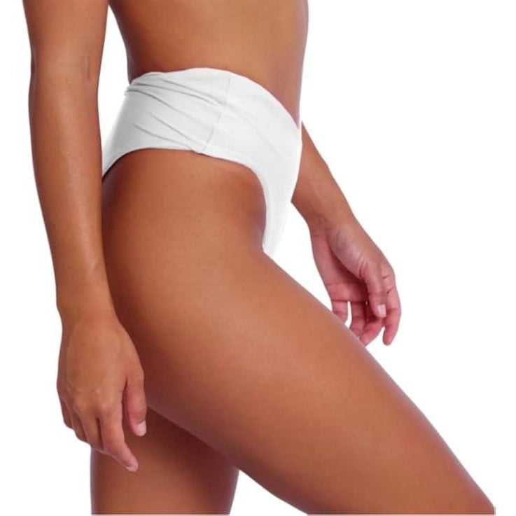 MSRP $25 geluboao Women's White L Bikini Bottom Sexy V Cut High Cut Swimsuit Hi