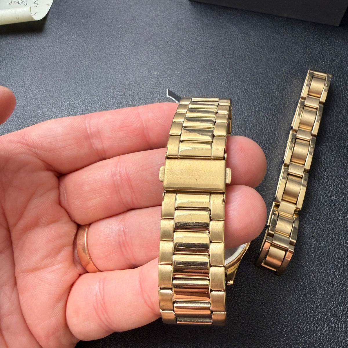 Armitron 20/5374GP Men's Watch and Bracelet Set Gold Tone New Battery Date Fun