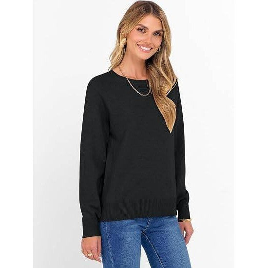 MSRP $26 ANRABESS Women's XS Black Sweater Long Sleeve Crewneck Fall Winter Soft