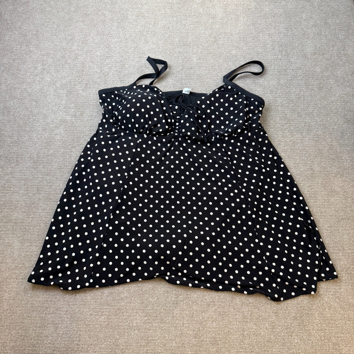MSRP $109 Sonnet Shores Womens 18W, 22W Black/White Dots Swim Dress
