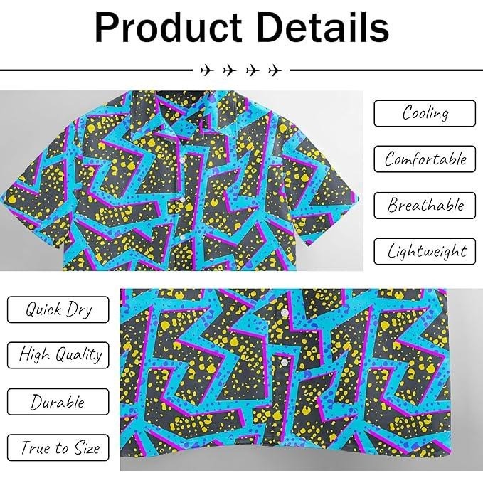Vintage 80s 90s Men's Multicolor L Hawaiian Shirt Short Sleeve Casual Button Up