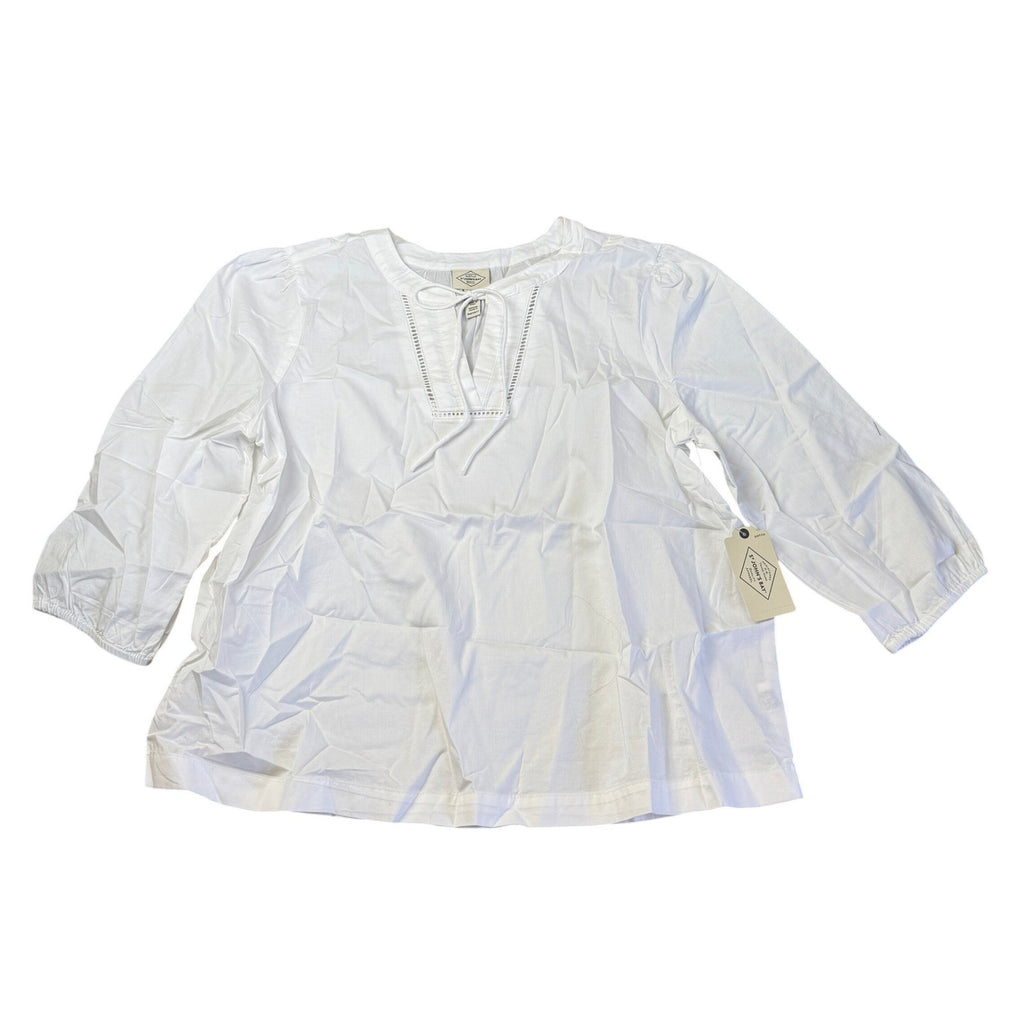MSRP $38 St. John's Bay Womens L Petite White V Neck 3/4 Sleeve Blouse Top