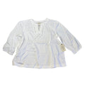 MSRP $38 St. John's Bay Womens L Petite White V Neck 3/4 Sleeve Blouse Top