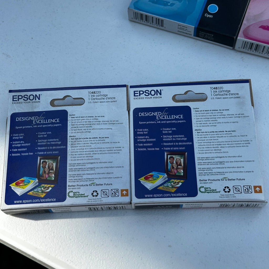 Set of 4 Epson 48 T048220 Cyan & T048320 Magenta Ink Cartridge EXP 01/22, 11/22