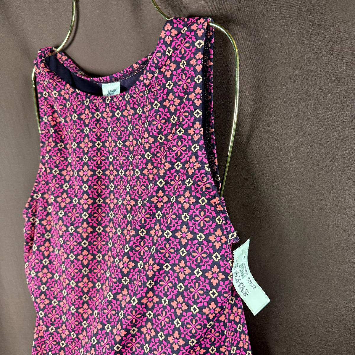 Lands' End Women's 4, 2-4 LONG High Neck Modest Tankini Swimsuit Top Blackberry