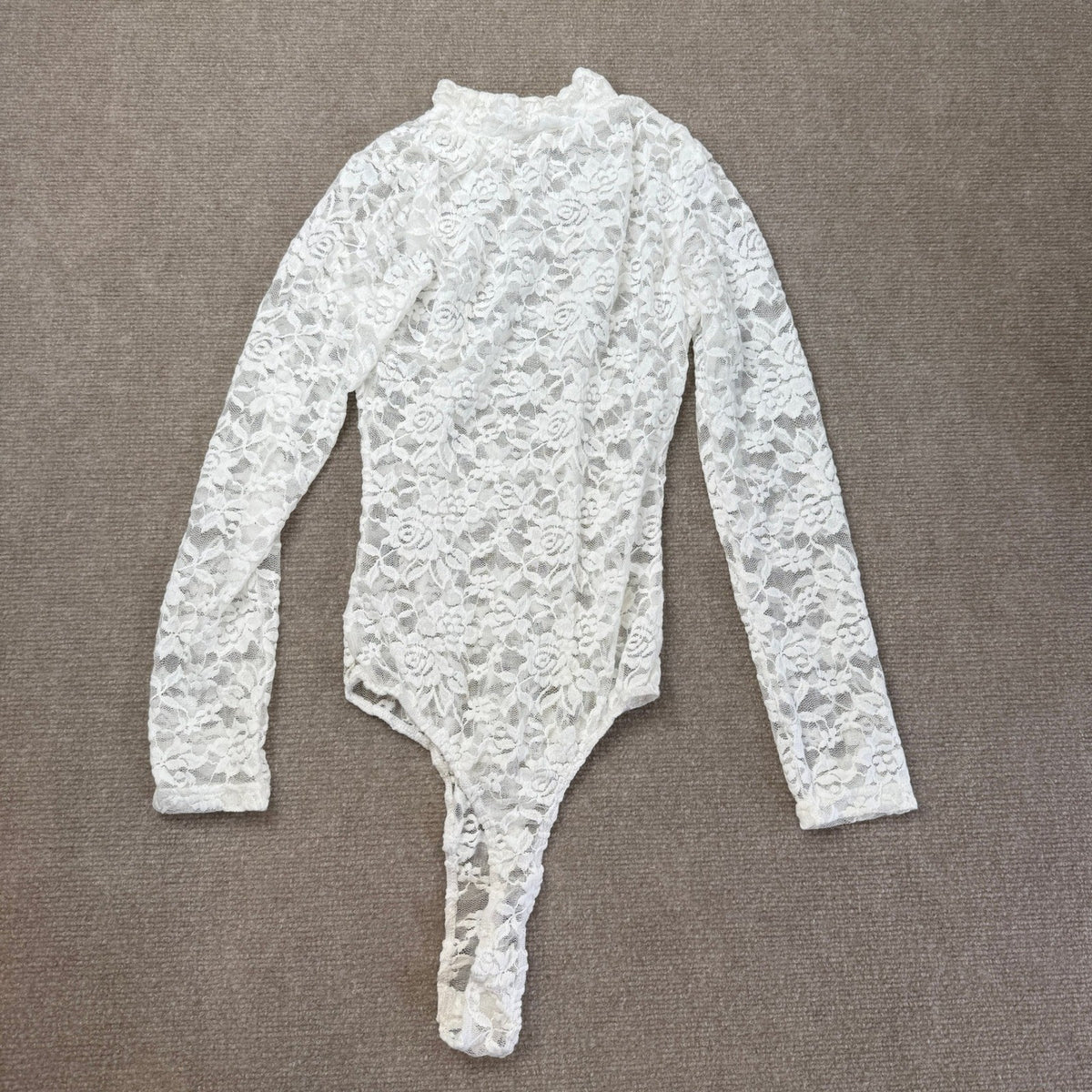 MSRP $33 RARITYUS Women's S See Through Floral Lace Long Sleeve Bodysuit Sexy