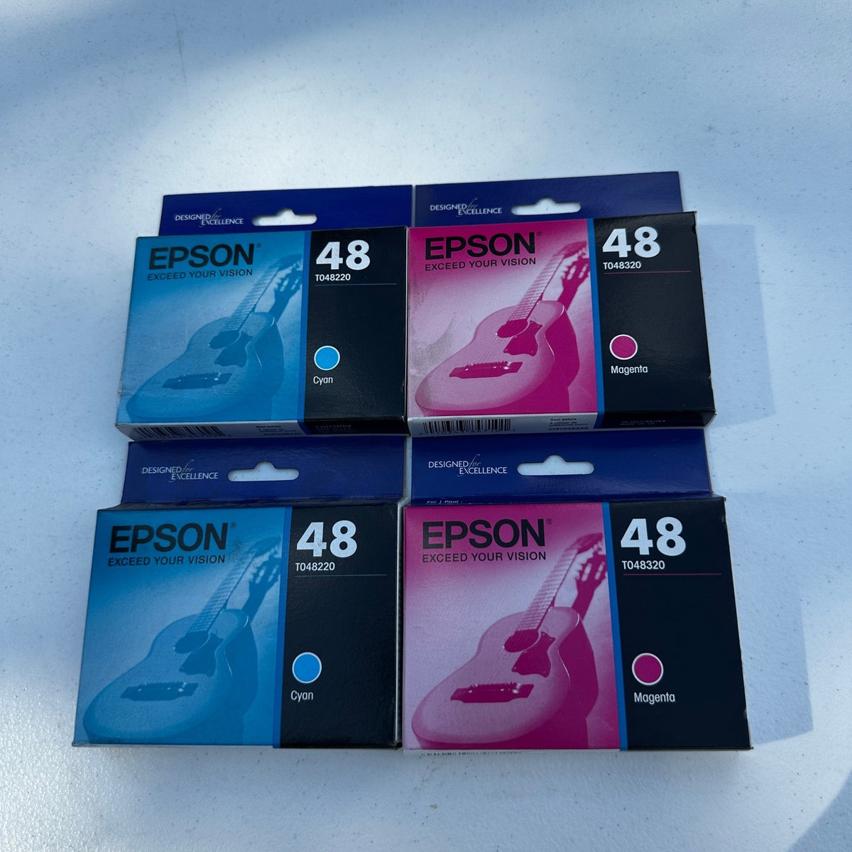 Set of 4 Epson 48 T048220 Cyan & T048320 Magenta Ink Cartridge EXP 01/22, 11/22