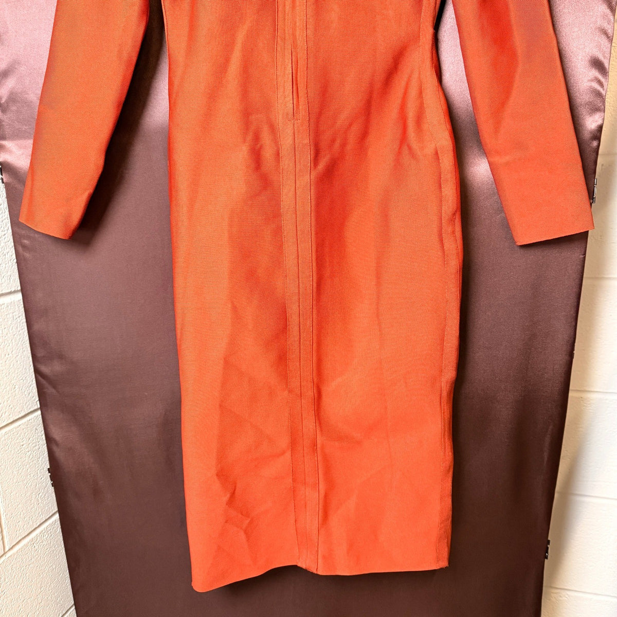 Uonbox Women's L Deep Plunge V Neck Long Sleeves Dress (Real color pic 2) Drap