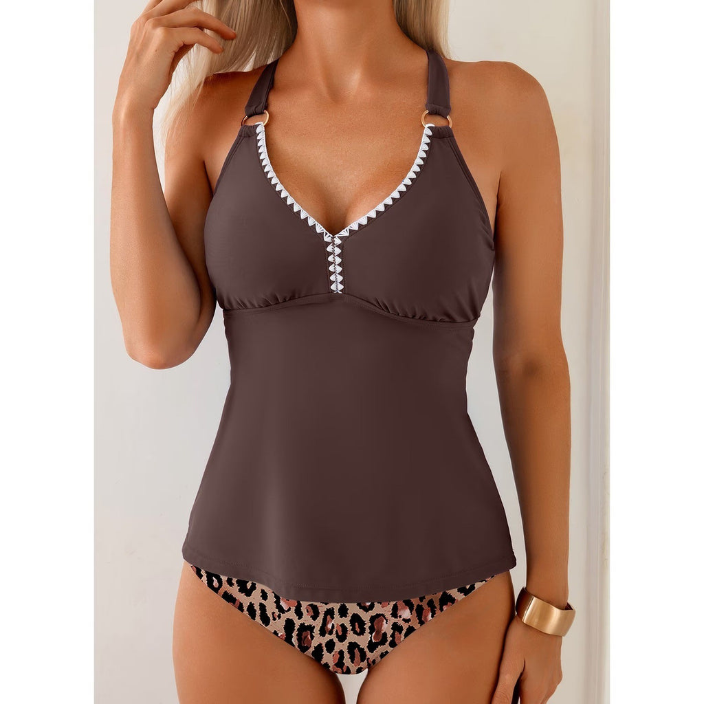 MSRP $27 Eytino Women's L 2 Piece Tankini Bathing Suit Tummy Control Swimsuit V