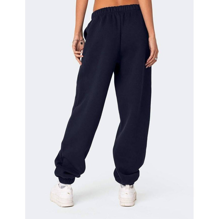 MSRP $33 FACDIBY Women's M Black Fleece Lined Sweatpants High Waist Drawstring