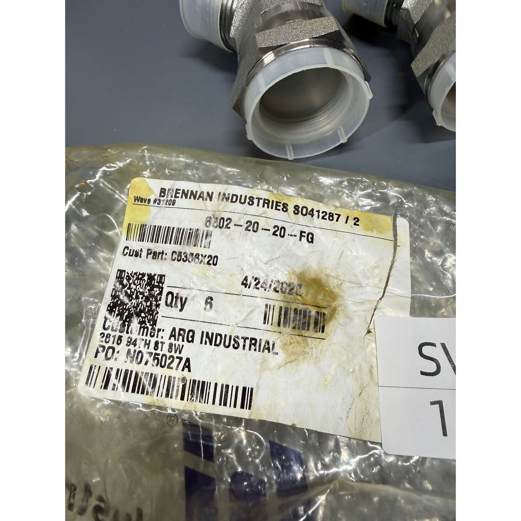 Set of 5 Brennan 6502-20-20-FG 45° Elbow, 1-1/4" Male 37° JIC x 1-1/4" Female