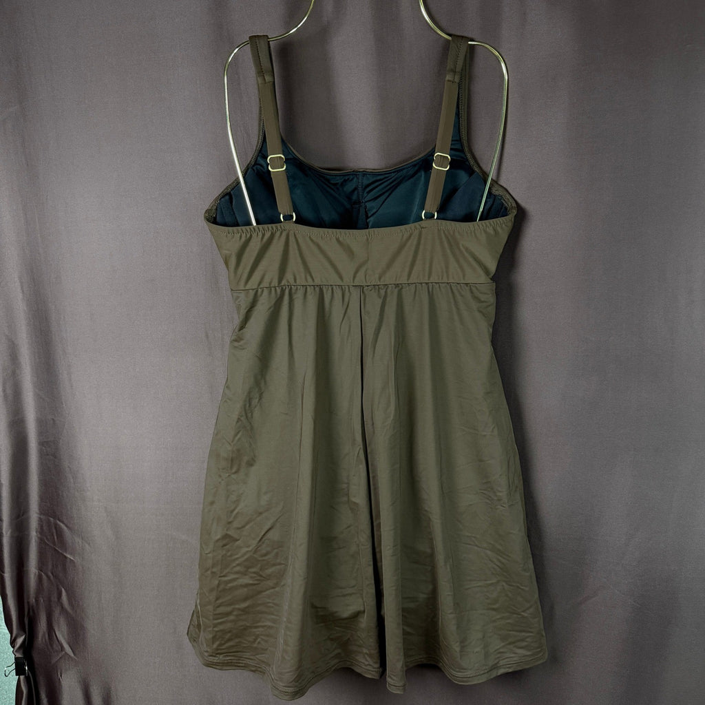 Lands' End Women's 8 Underwire Dresskini Swim Cover Up Dress Rich Coffee