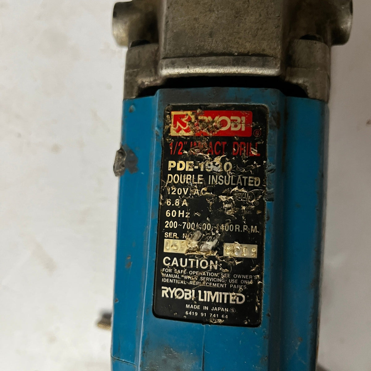 Ryobi PDE-1930 1/2" Impact Drill Corded w/ Metal Case, Bits & Handles