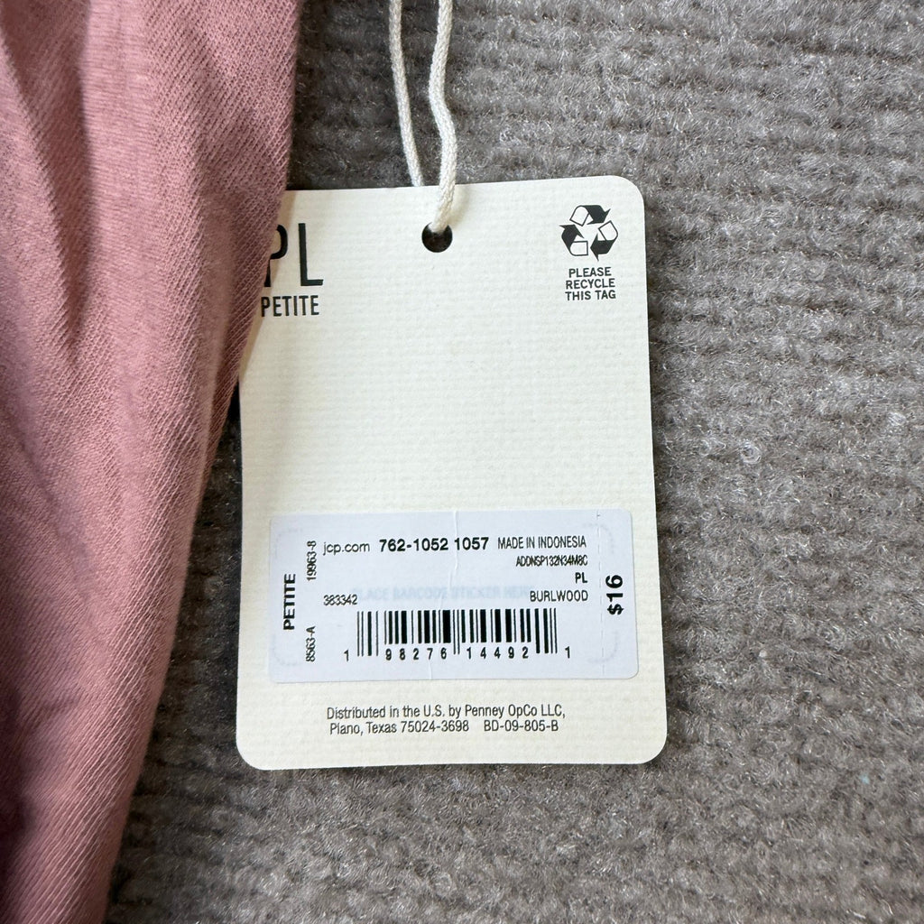 MSRP $16 A.N.A Womens L Petite Burlwood Round Neck Short Sleeve T-Shirt