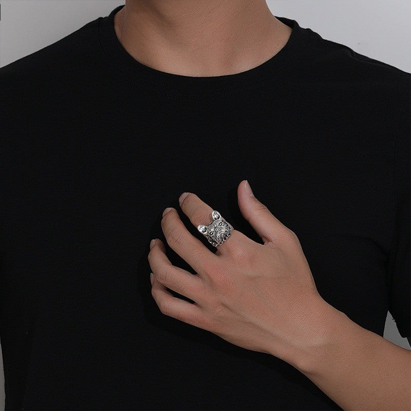 French Bulldog Ring Silver Tone Punk Mens Womens Stainless Steel Jewelry Size 8