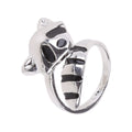 Raccoon Ring Women's Silver Tone Animal Wrap Jewelry Size 9 Adjustable 8-10
