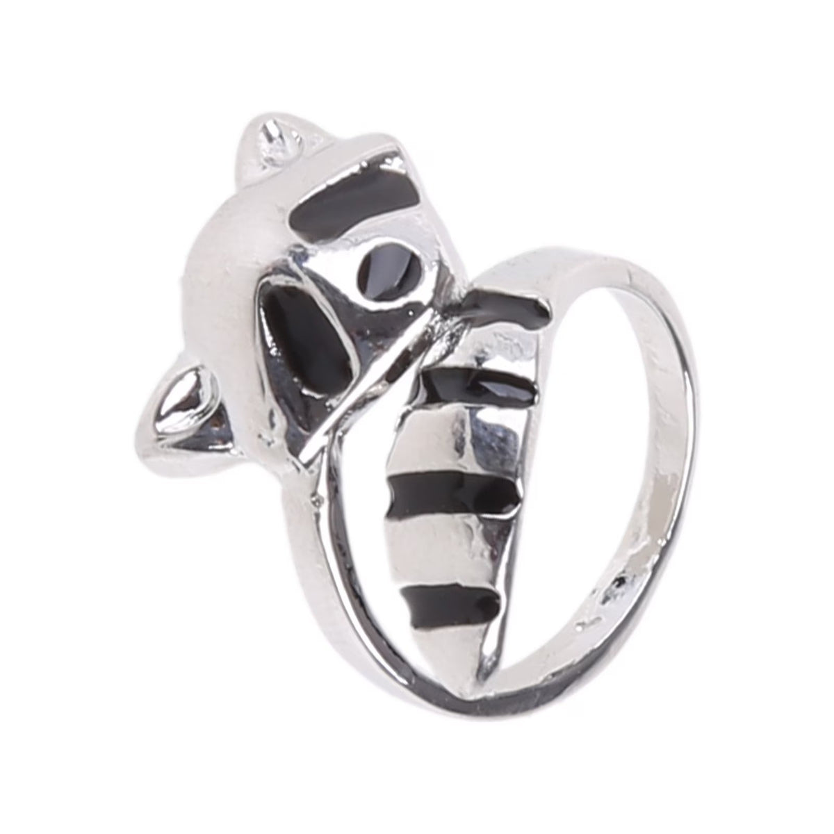 Raccoon Ring Women's Silver Tone Animal Wrap Jewelry Size 9 Adjustable 8-10