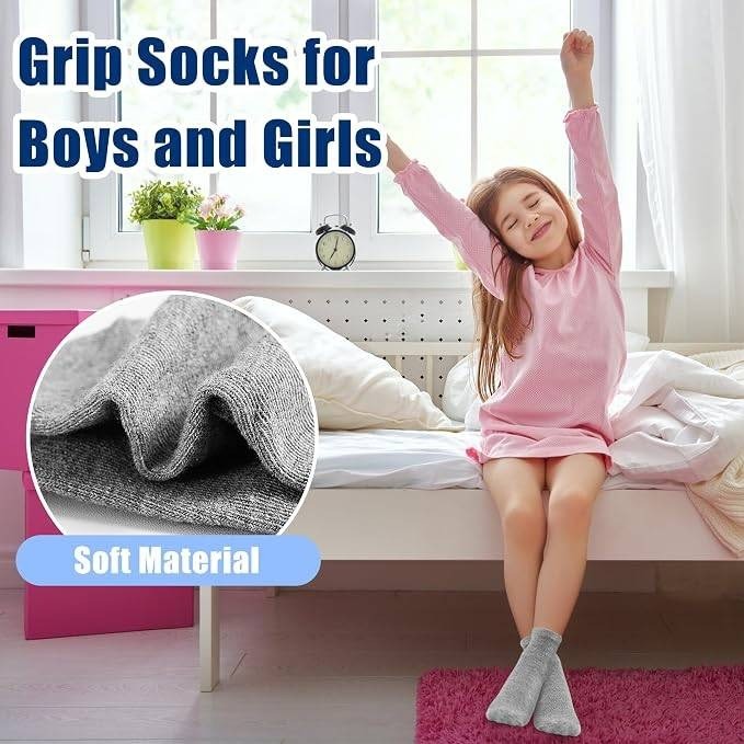 DECOVICI 8 Pairs Toddler 3-5T Socks Anti Skid with Grips Non Slip Crew Socks